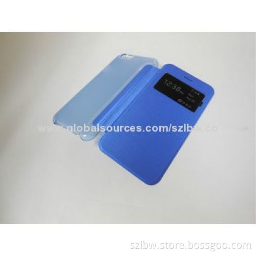 S-view Flip Leather Back Cover for iPhone 6 with Open Window Sleep Function